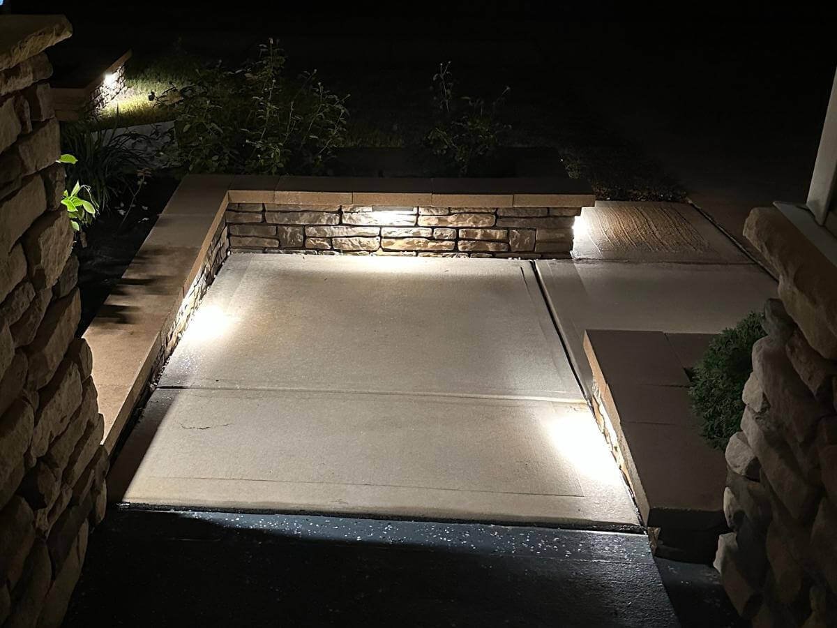 flower bed edging with lights installed in garner nc