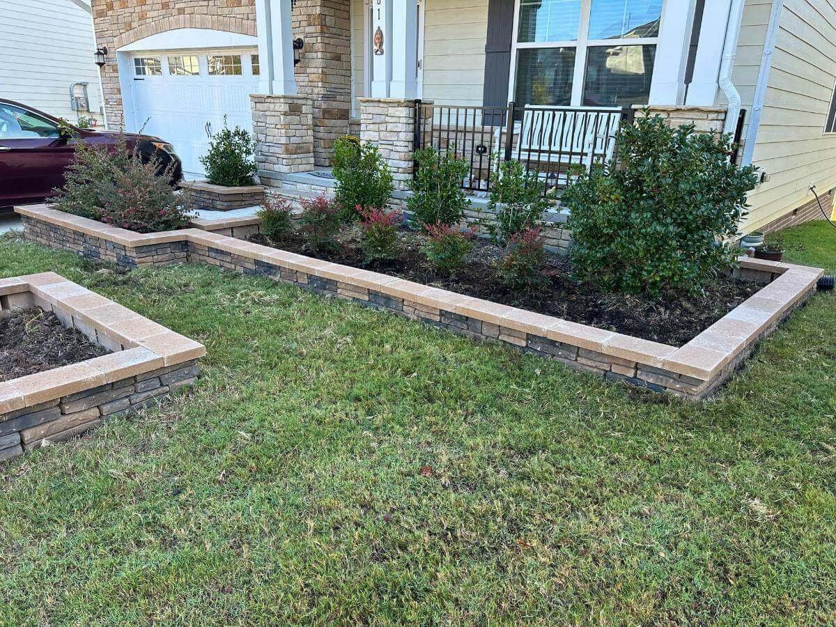 stone flower bed edging in Garner